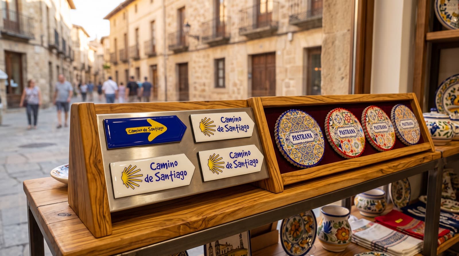 Expositor de souvenirs personalizados en una tienda