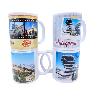 TAZA CERÁMICA BLANCA GRAB. A COLOR 350 ML