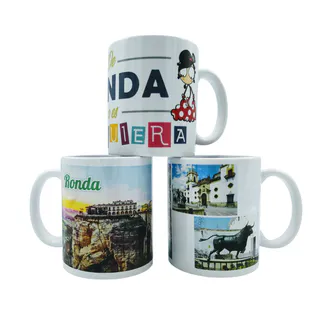 TAZA CERÁMICA BLANCA GRAB. A COLOR 350 ML