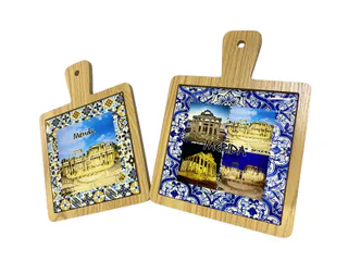 TABLA DE CORTAR MADERA CON AZULEJO 15*15CMS