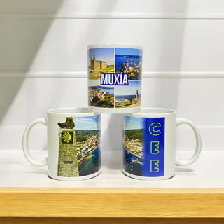TAZA CERÁMICA BLANCA GRAB. A COLOR 350 ML