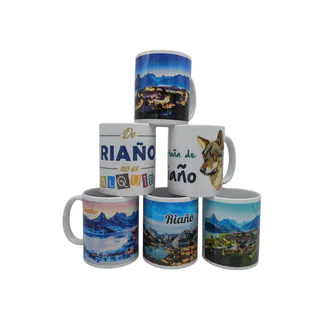 TAZA CERÁMICA BLANCA GRAB. A COLOR 350 ML