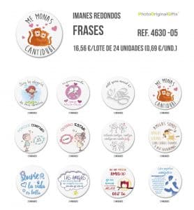 Imanes redondos de diferentes temáticas - Frases II