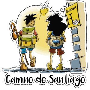 Camiseta técnica blanca con impresión a todo color camino de santiago