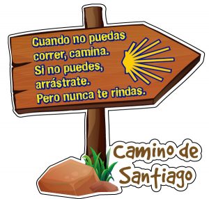 Camiseta técnica blanca con impresión a todo color camino de santiago