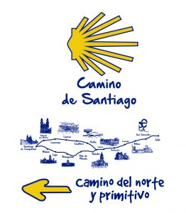 Camiseta técnica blanca con impresión a todo color camino de santiago