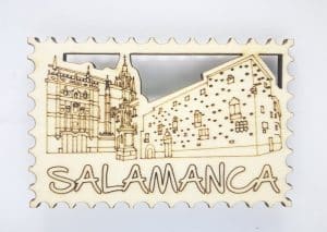 IMÁN DE MADERA PIROGRABADO CON MOTIVOS DE SALAMANCA